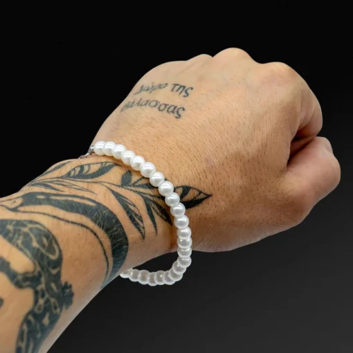 Bracciale da uomo con perle - immagine 6