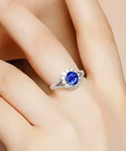 Alternative view of Anello con diamante e zaffiro Sophie