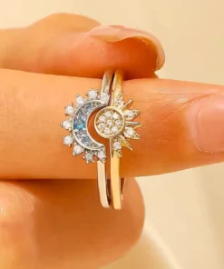 Anello con pietra di luna e sole