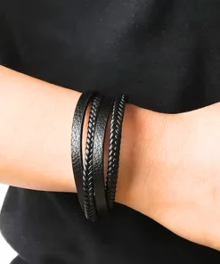 Bracciale da uomo in pelle intrecciata