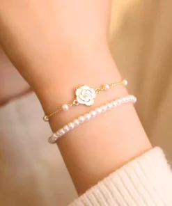 Bracciale fiore con perla Rosy
