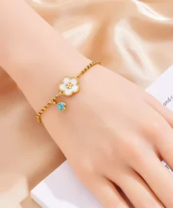 Bracciale trifoglio bianco Lyana