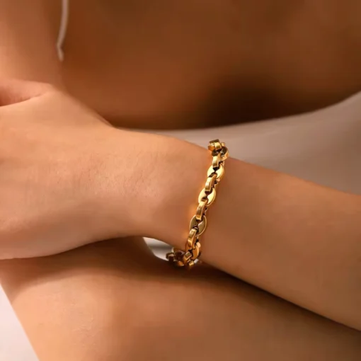 Bracciale donna dorato a grano di caffè