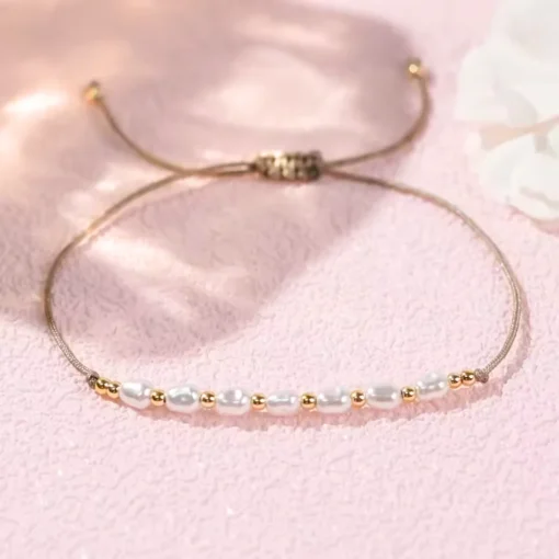 Bracciale con cordino e perla Sally - immagine 2