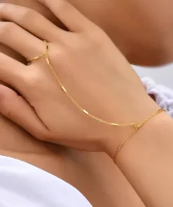 Bracciale con anello a catena dorato Thaïs