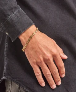 Bracciale uomo dorato con grano di caffè