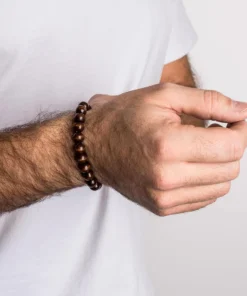 Bracciale uomo con perle in legno