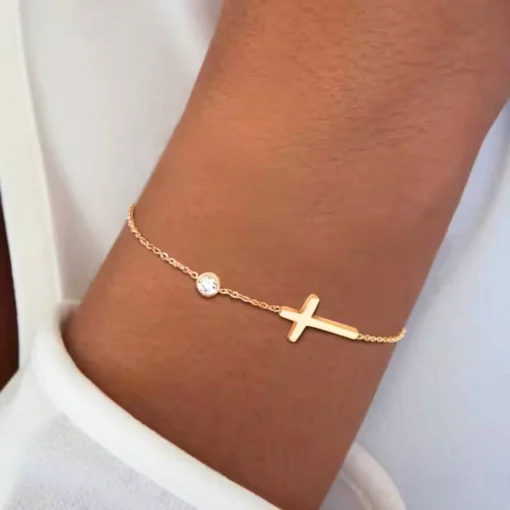 Bracciale croce dorato Célia - immagine 2