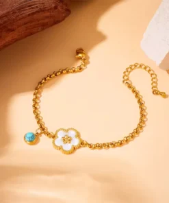 Alternative view of Bracciale trifoglio bianco Lyana