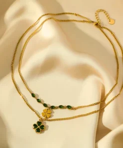 Alternative view of Collana trifoglio verde Salomé