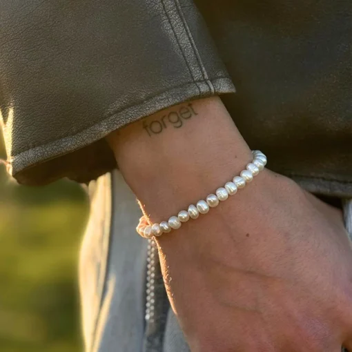Bracciale da uomo con perle - immagine 7