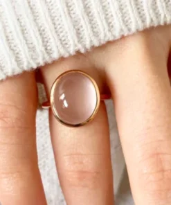 Alternative view of Anello in quarzo rosa Léa