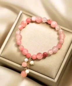 Alternative view of Bracciale in quarzo rosa Victoria