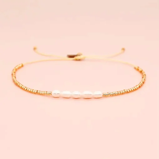 Bracciale con perle piatte Nessa - immagine 3