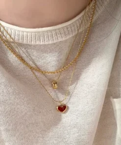Alternative view of Collana cuore rosso Florine
