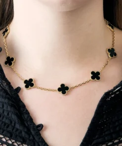 Alternative view of Collana trifoglio nero Mélanie