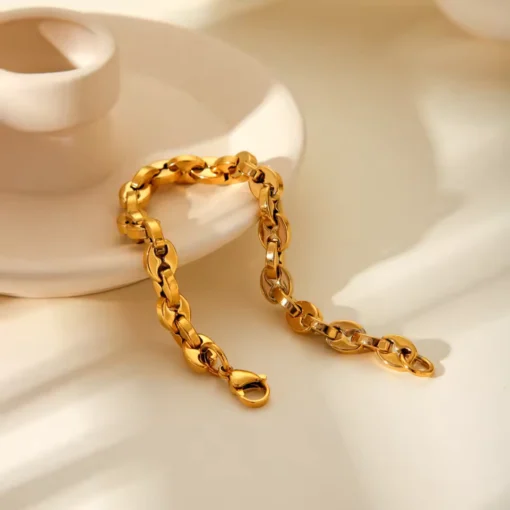Bracciale donna dorato a grano di caffè - immagine 4