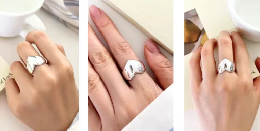 Anello cuore in argento - immagine 5