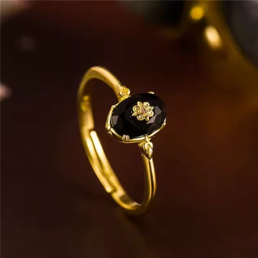 Anello con pietra nera Juliette - immagine 4