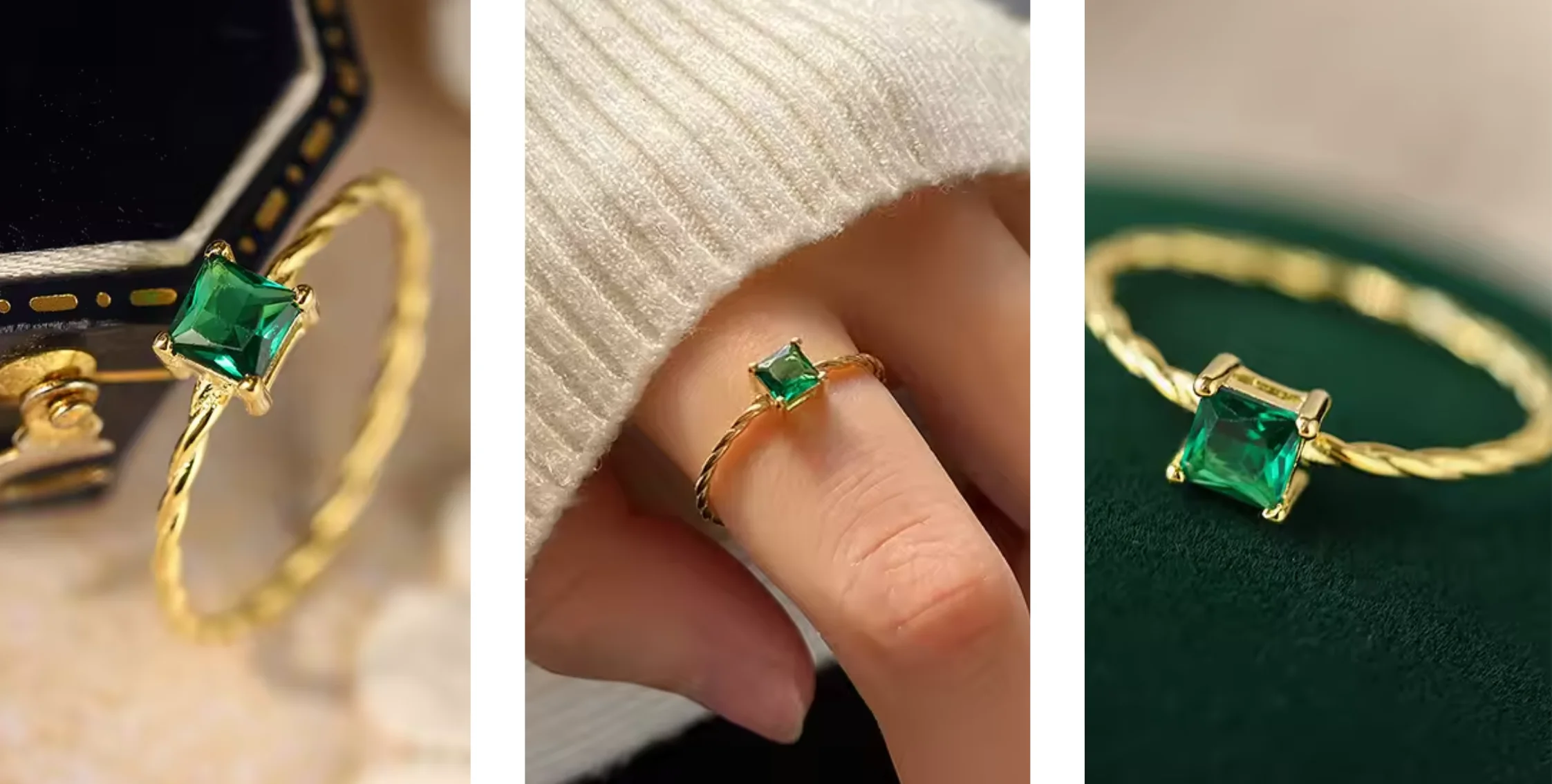 Anello in Oro con Smeraldo Eleganza Lusso e Raffinatezza Donna - immagine 5