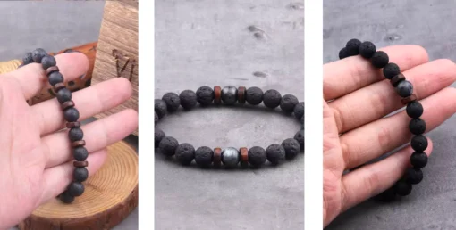 Bracciale in pietra lavica Maxime - immagine 6