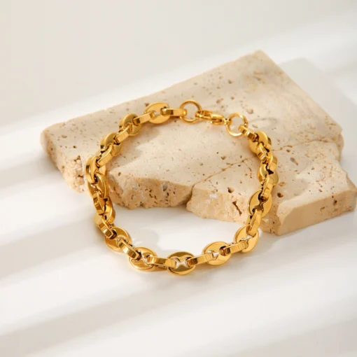Bracciale donna dorato a grano di caffè - immagine 3