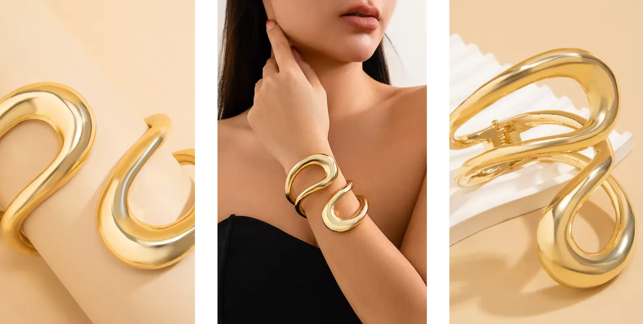 Bracciale rigido dorato donna - immagine 6