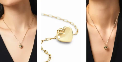 Collana pendente cuore dorato Ophélie - immagine 6