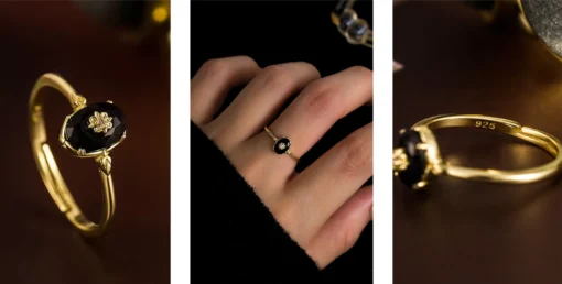 Anello con pietra nera Juliette - immagine 14