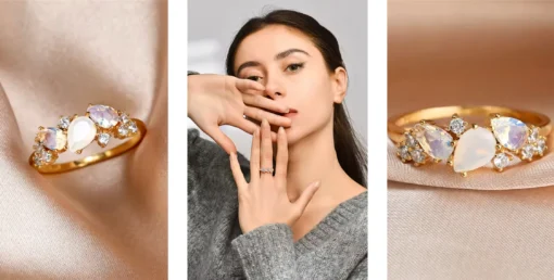 Anello in oro con pietra di luna - immagine 12